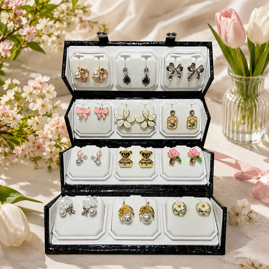 12 Pairs Premium Earrings Gift Box for Women | Aurelisse