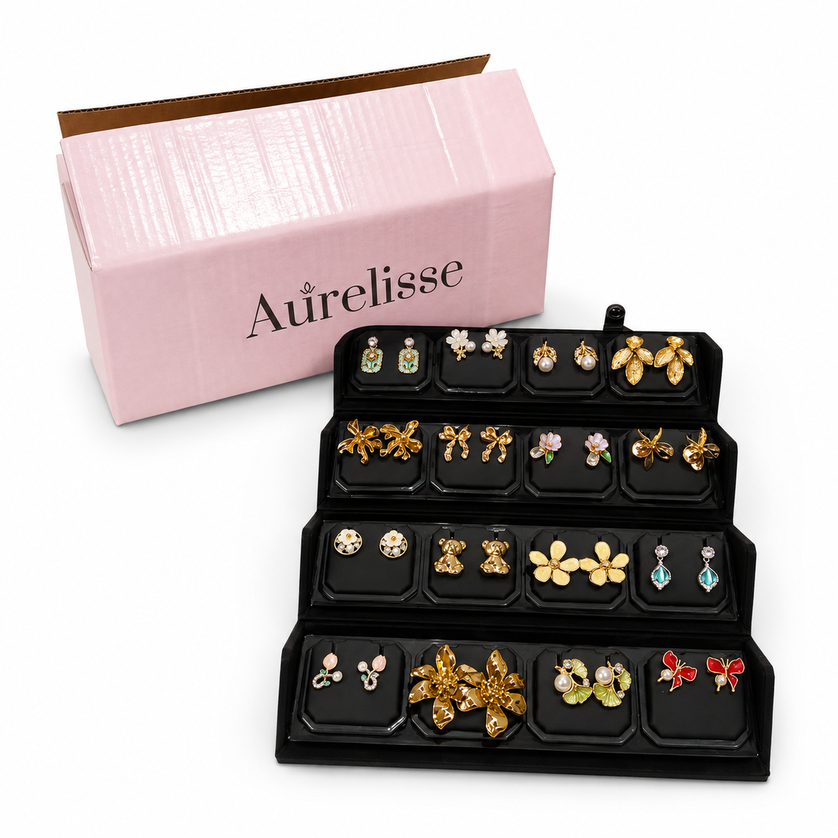 Aurelisse personalised earring organiser gift box, 16-pair jewellery storage case